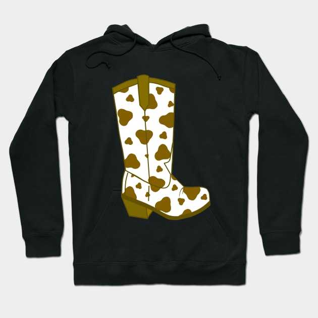 BROWN Cow Spots Cowboy Boots Hoodie by SartorisArt1